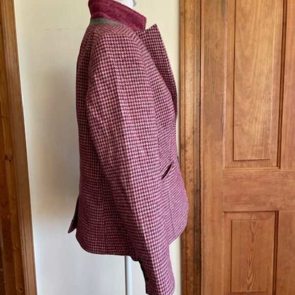 TALBOTS Classic Shetland Blazer Houndstooth Racing Horse Print Lining 10… - Picture 8 of 17